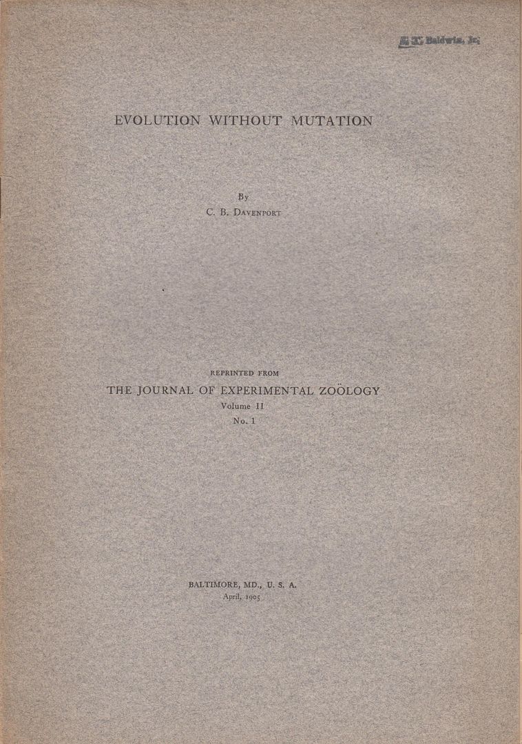 Evolution without Mutation, Davenport, C. B. Evolution without Mutation, Davenport, C. B.