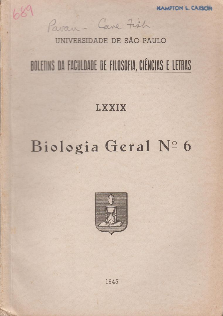 Biologia geral Nr. 6 Os peixes cegos das cavernas de Iporanga e a evolucao, Pavan, Crodowaldo Biologia geral Nr. 6 Os peixes cegos das cavernas de Iporanga e a evolucao, Pavan, Crodowaldo