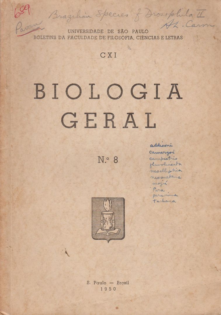 Especies Brasileiras de Drosophila II., Pavan, C. Especies Brasileiras de Drosophila II., Pavan, C.