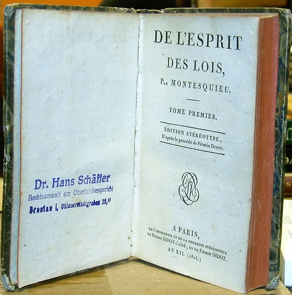 De L'Esprit Des Lois, Montesquieu De L'Esprit Des Lois, Montesquieu