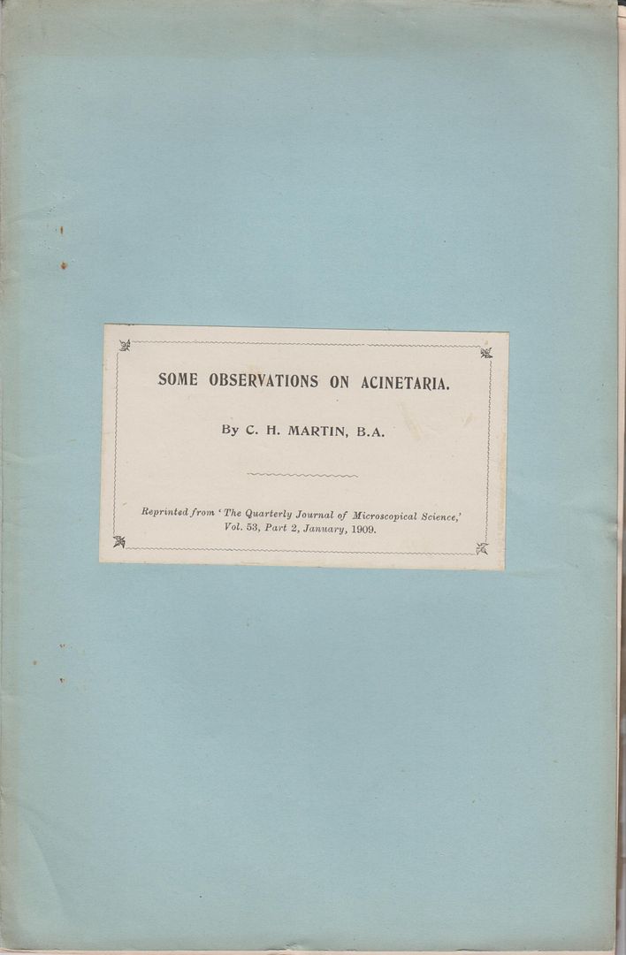 Some Observations on Acinetaria, Martin, C.H. Some Observations on Acinetaria, Martin, C.H.