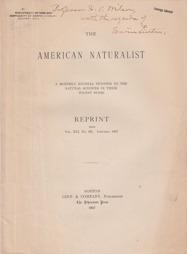 Note on the Habits of Fierasfer Affinis, Linton, Edwin Note on the Habits of Fierasfer Affinis, Linton, Edwin