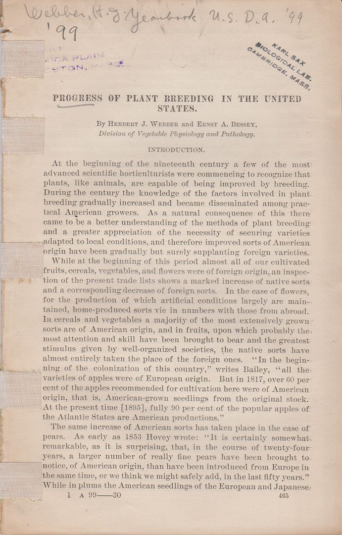 Progress of Plant Breedings in the United States, Webber, Herbert J. and Bessey, Ernst A. Progress of Plant Breedings in the United States, Webber, Herbert J. and Bessey, Ernst A.