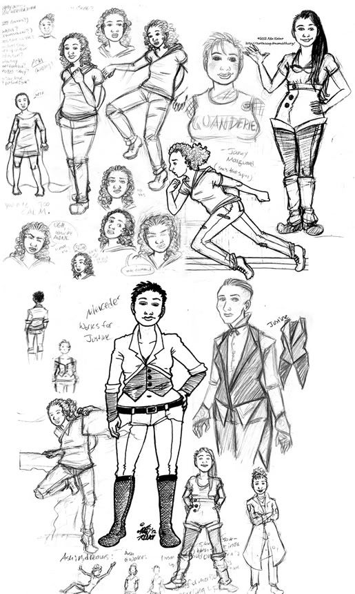 a big collage of character sketches