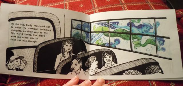 baseball fan mermaids outside the schoolbus window