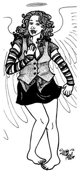 Luce dancing in stripey arm warmers & a vest