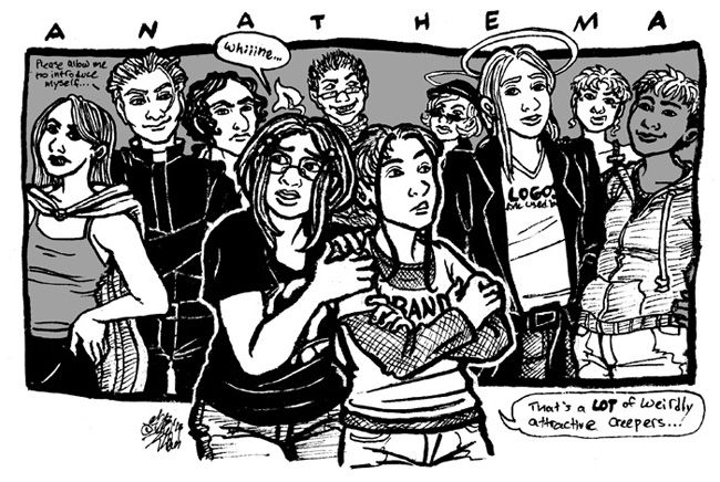 a cast shot of Anathema characters