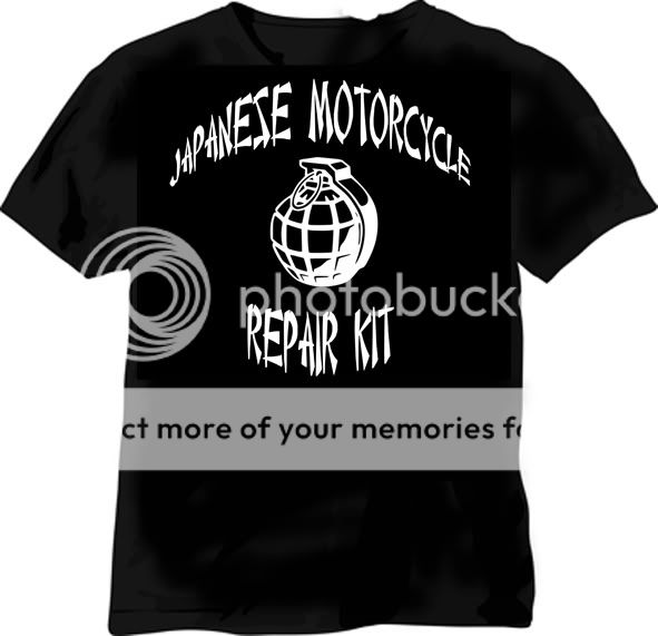 JAPANESE MOTORCYCLE REPAIR KIT   BLACK TSHIRT   6 SIZES