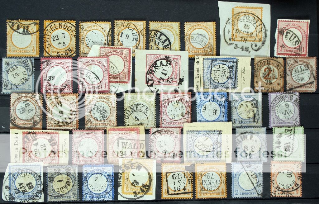 1872/74 gestempeltes Lot Brustschilde, teils int. Stempel , hoher KW