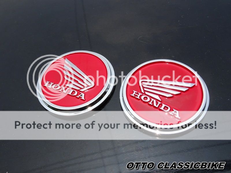 Honda Cafe Racer Bobber Chop Universal Custom FUEL TANK EMBLEM Red Badge 48mm.