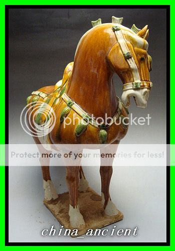 Rare Chinese Tang sancai Pottery Glaze Horse Statue  